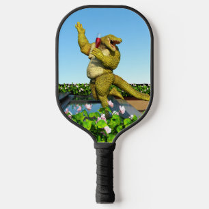 Funny Crocodile Champagne Pool Party Art Pickleball Paddle