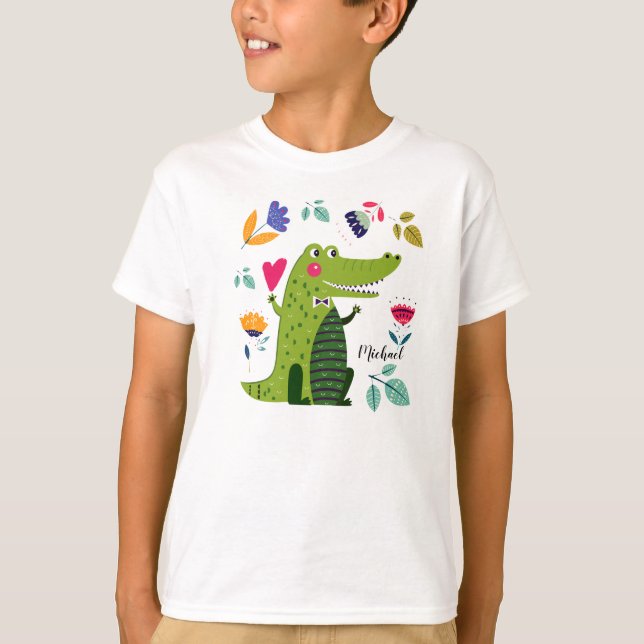 Funny Crocodile Custom Name T-Shirt (Front)