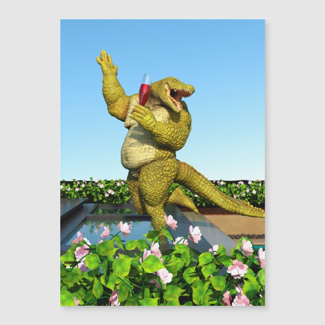 Funny Crocodile Drinking Champagne (Front)