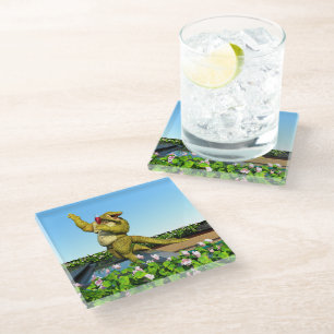 Funny Crocodile Drinking Champagne Glass Coaster