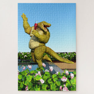 Funny Crocodile Drinking Champagne Jigsaw Puzzle
