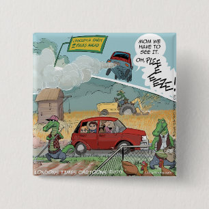 Funny Crocodile Farm 2 Inch Square Button
