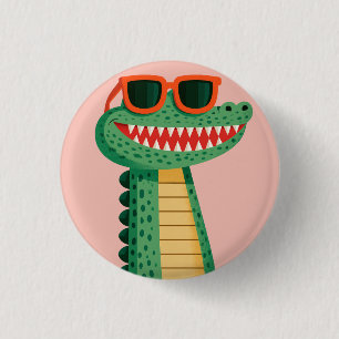 Funny Crocodile Sunglasses Cute Cartoon Animal 1 Inch Round Button