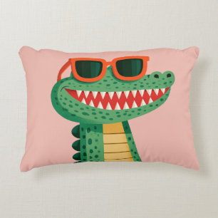 Funny Crocodile Sunglasses Cute Cartoon Animal Accent Pillow