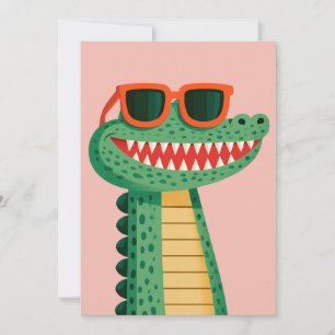 Funny Crocodile Sunglasses Cute Cartoon Animal Announcement