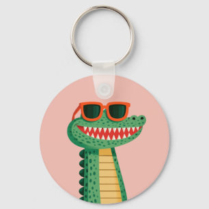 Funny Crocodile Sunglasses Cute Cartoon Animal Keychain