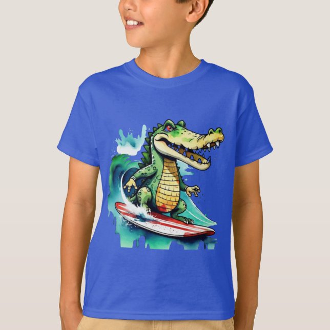 Funny crocodile surf T-shirt (Devant)