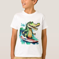 Funny crocodile surfing T-Shirt