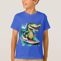Funny crocodile surfing T-Shirt