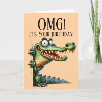 Funny Crocodile Theme Birthday Card