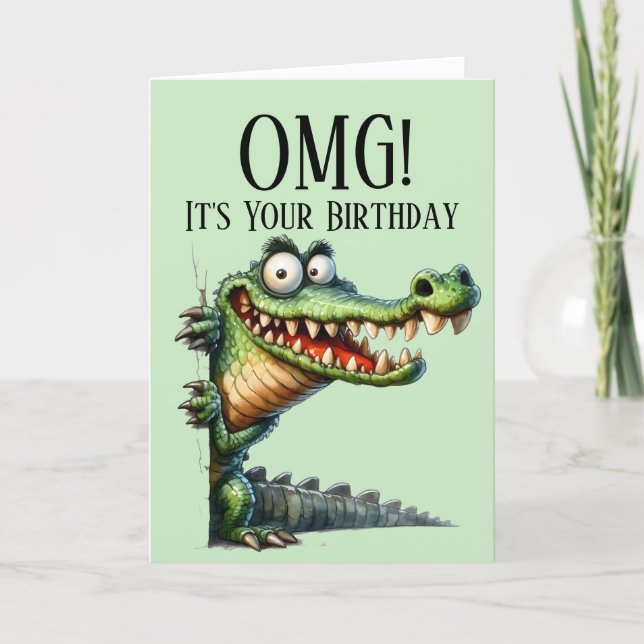 Funny Crocodile Theme Birthday Card (Front)