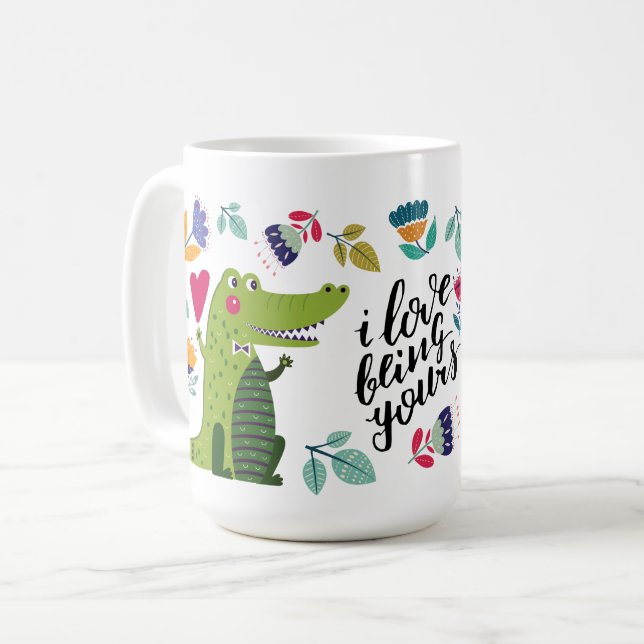 Funny Crocodile Valentine's Day Gift Coffee Mug (Front Left)