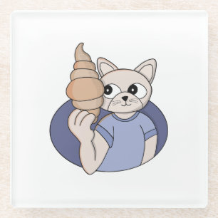 Funny Croissant Cat Glass Coaster