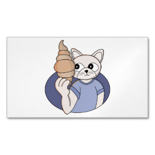 Funny Croissant Cat Magnetic Business Card