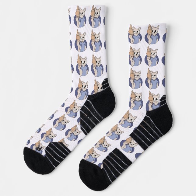 Funny Croissant Cat Socks (Left)