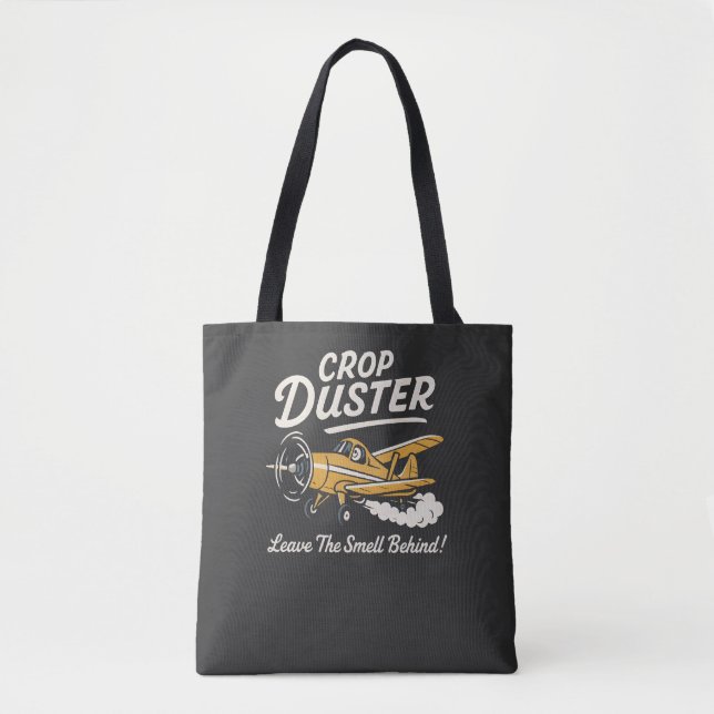 Funny Crop Duster Airplane Humour Design Tote Bag (Front)