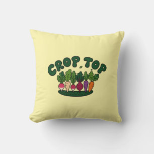 Funny Crop Top Pun Veggie Garden Roots Throw Pillow