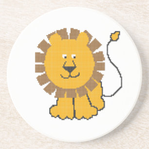 Funny cross-stitch cartoon Lion Coaster