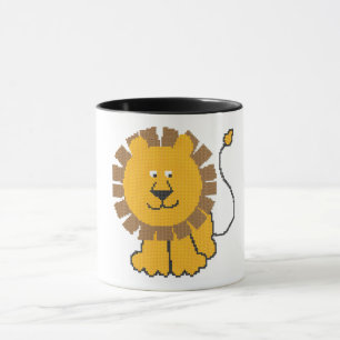 Funny cross-stitch cartoon Lion Mug