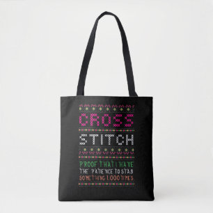 Funny Cross Stitch Needlepoint Sewing Needle Art Tote Bag