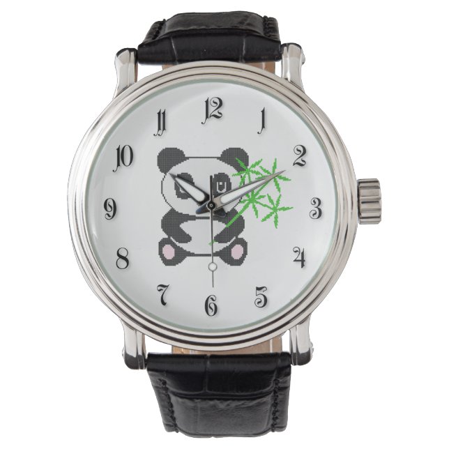 Funny cross-stitch panda watch (Front)