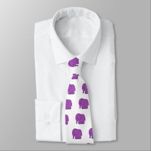 Funny cross-stitch purple elephant tie