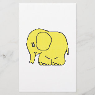 Funny cross-stitch yellow elephant flyer