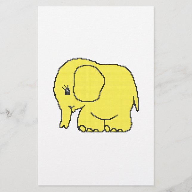 Funny cross-stitch yellow elephant flyer (Front)