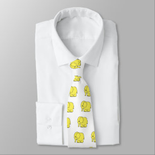 Funny cross-stitch yellow elephant tie