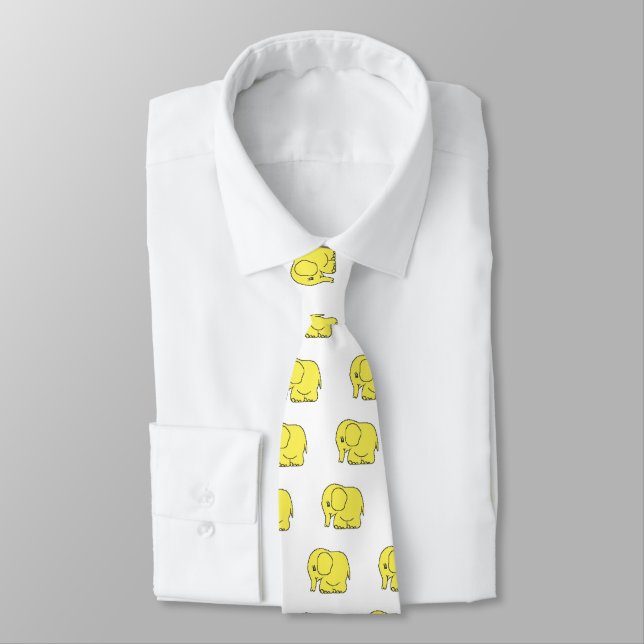 Funny cross-stitch yellow elephant tie (Tied)