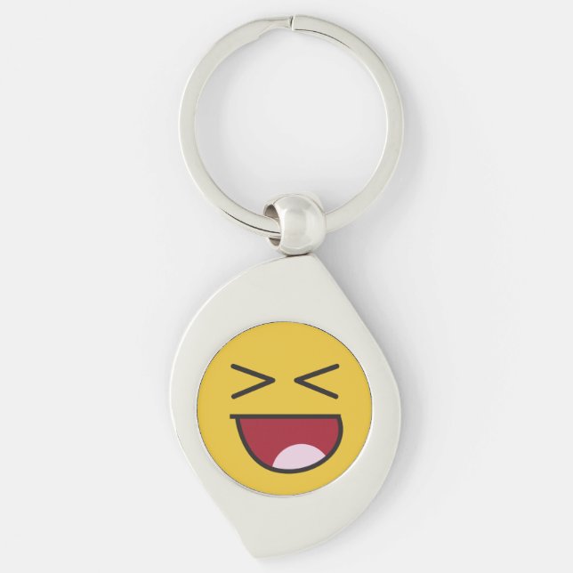 Funny crossed eyed laughing Emoji Keychain (Front)