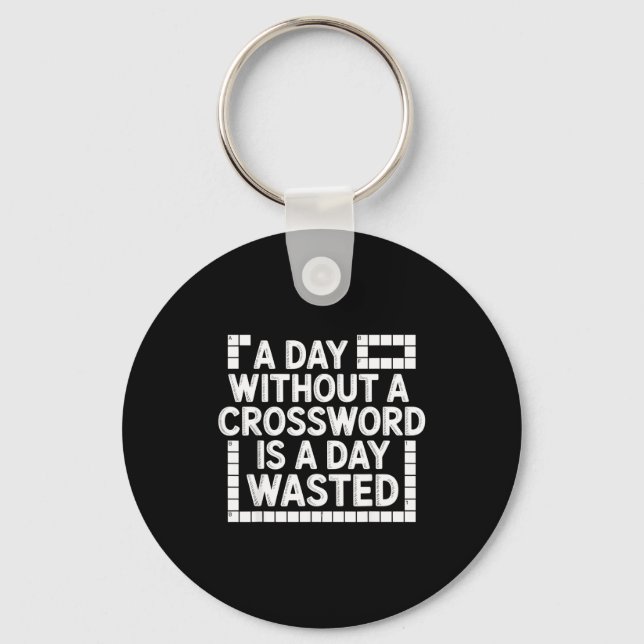 Funny Crossword Puzzle Word Game Nerd  Keychain (Front)