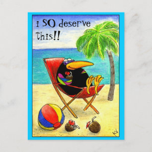 Funny Crow Beach Carte postale Vacances