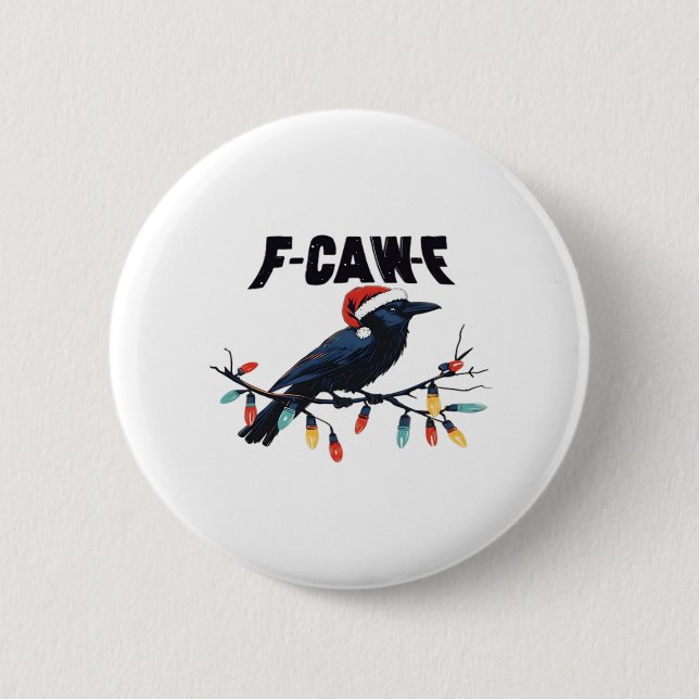 Funny Crow Christmas Classic Retro Design 2 Inch Round Button (Front)
