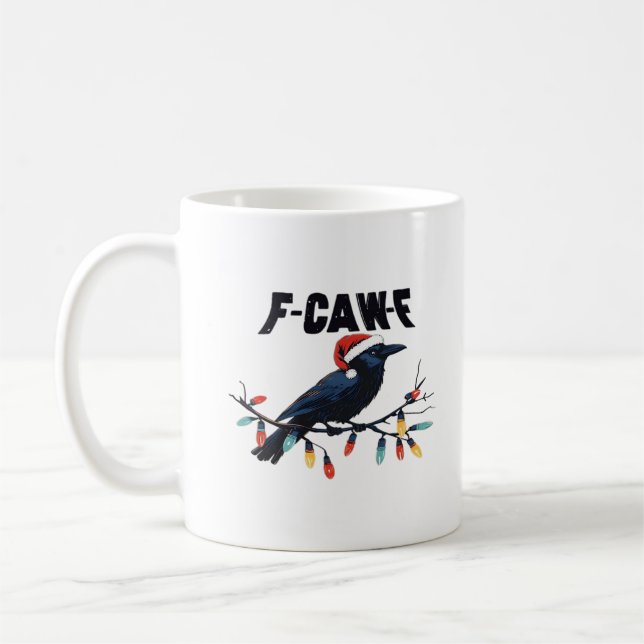 Funny Crow Christmas Classic Retro Design Coffee Mug (Left)