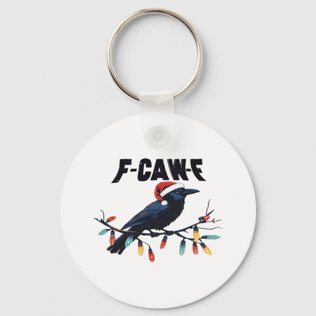 Funny Crow Christmas Classic Retro Design Keychain (Front)