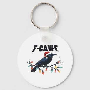 Funny Crow Christmas Classic Retro Design Keychain
