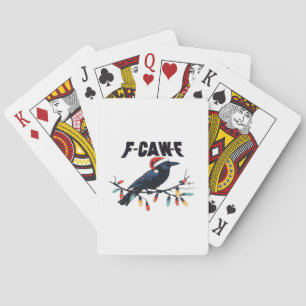 Funny Crow Christmas Classic Retro Design Playing Cards