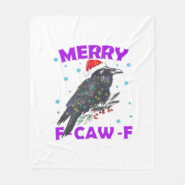 Funny Crow Christmas Classic Vintage Style Fleece Blanket (Front)