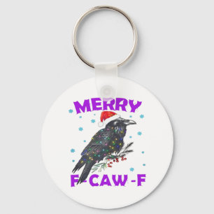 Funny Crow Christmas Classic Vintage Style Keychain