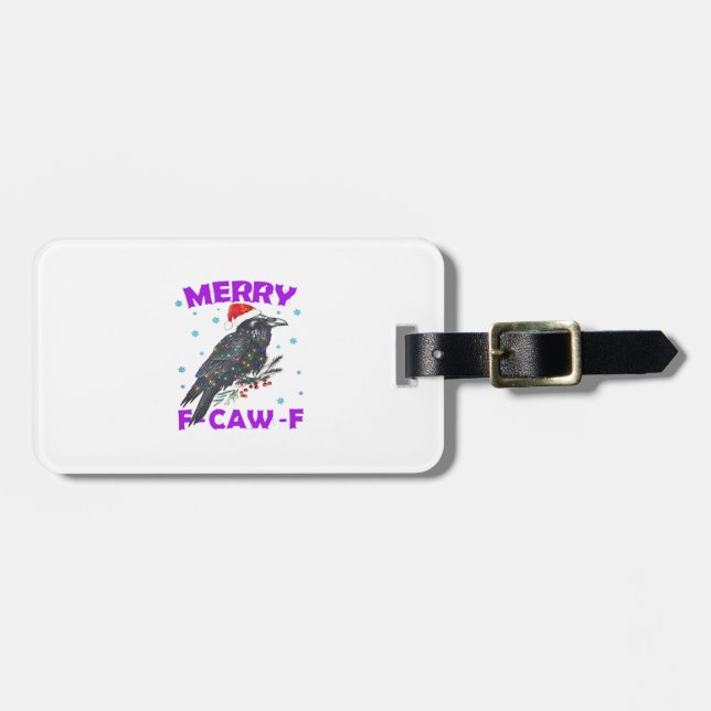 Funny Crow Christmas Classic Vintage Style Luggage Tag (Front Horizontal)
