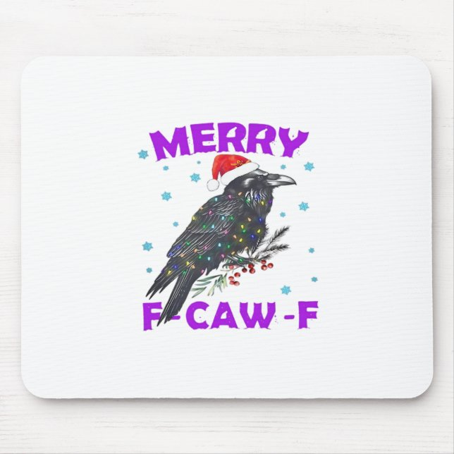 Funny Crow Christmas Classic Vintage Style Mouse Pad (Front)