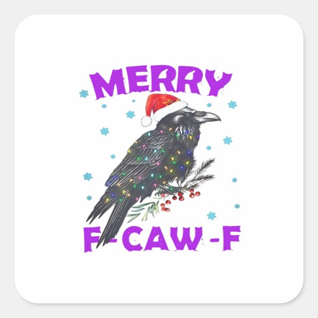Funny Crow Christmas Classic Vintage Style Square Sticker (Front)