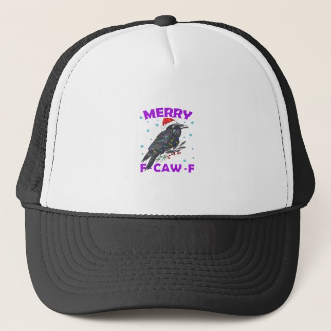 Funny Crow Christmas Classic Vintage Style Trucker Hat (Front)