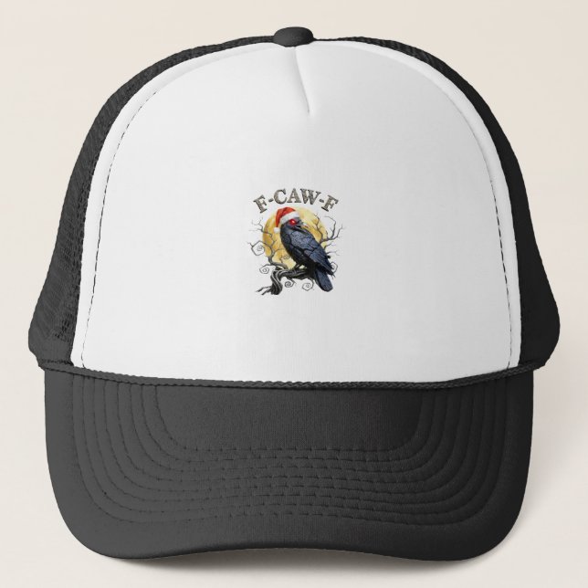 Funny Crow F-Caw-F Bird Gothic Christmas Santa Hat (Front)