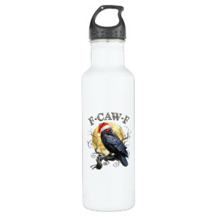 Funny Crow F-Caw-F Bird Gothic Christmas Santa Hat 710 Ml Water Bottle