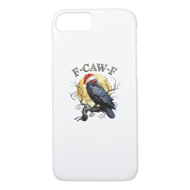 Funny Crow F-Caw-F Bird Gothic Christmas Santa Hat Case-Mate iPhone Case (Back)