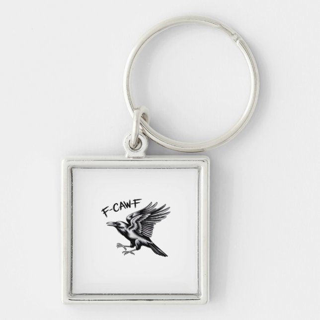 Funny Crow F-Caw-F Essential Minimal Clean Keychain (Front)