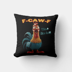 Funny Crow F-Caw-F Humour Gothic Throw Pillow