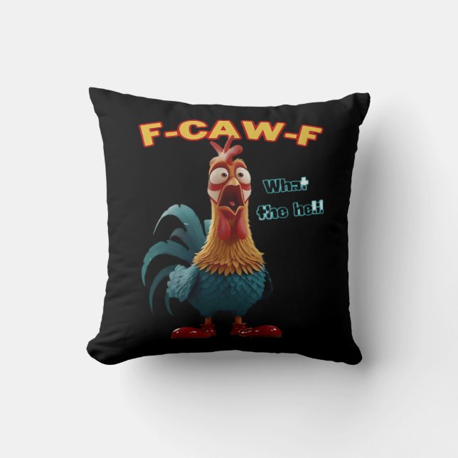 Funny Crow F-Caw-F Humour Gothic Throw Pillow (Front)